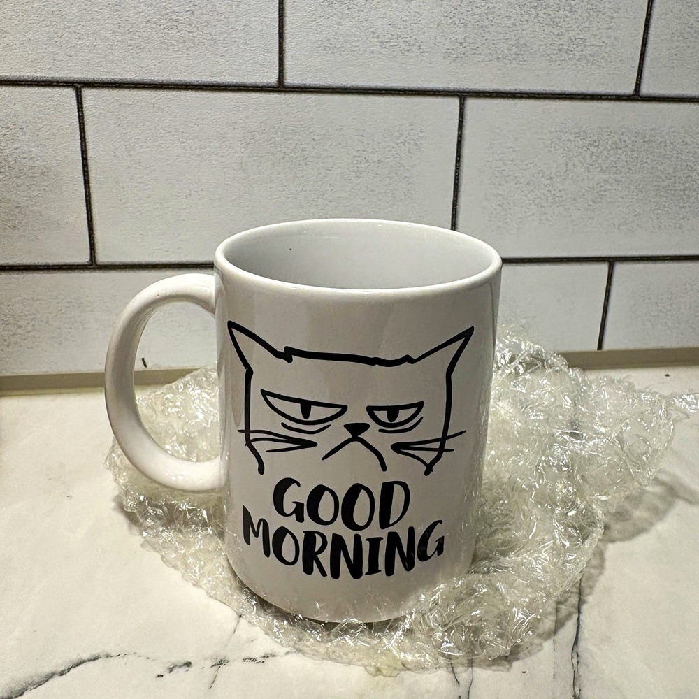 CBTwear Good Morning Funny Grumpy Cat Coffee Mug 11oz White Ceramic Cat Cup